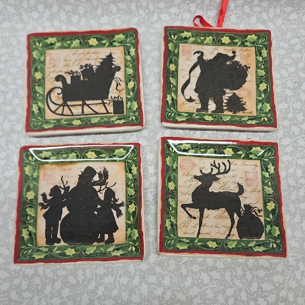 Christmas Silhouettes Mini Plate Set Of 4 Susan Winget